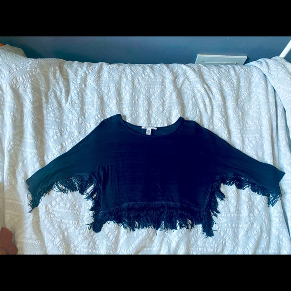 Vintage black fringe crop top - Picture 2 of 7